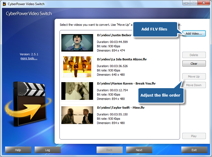 Add Video Files to Conversion List