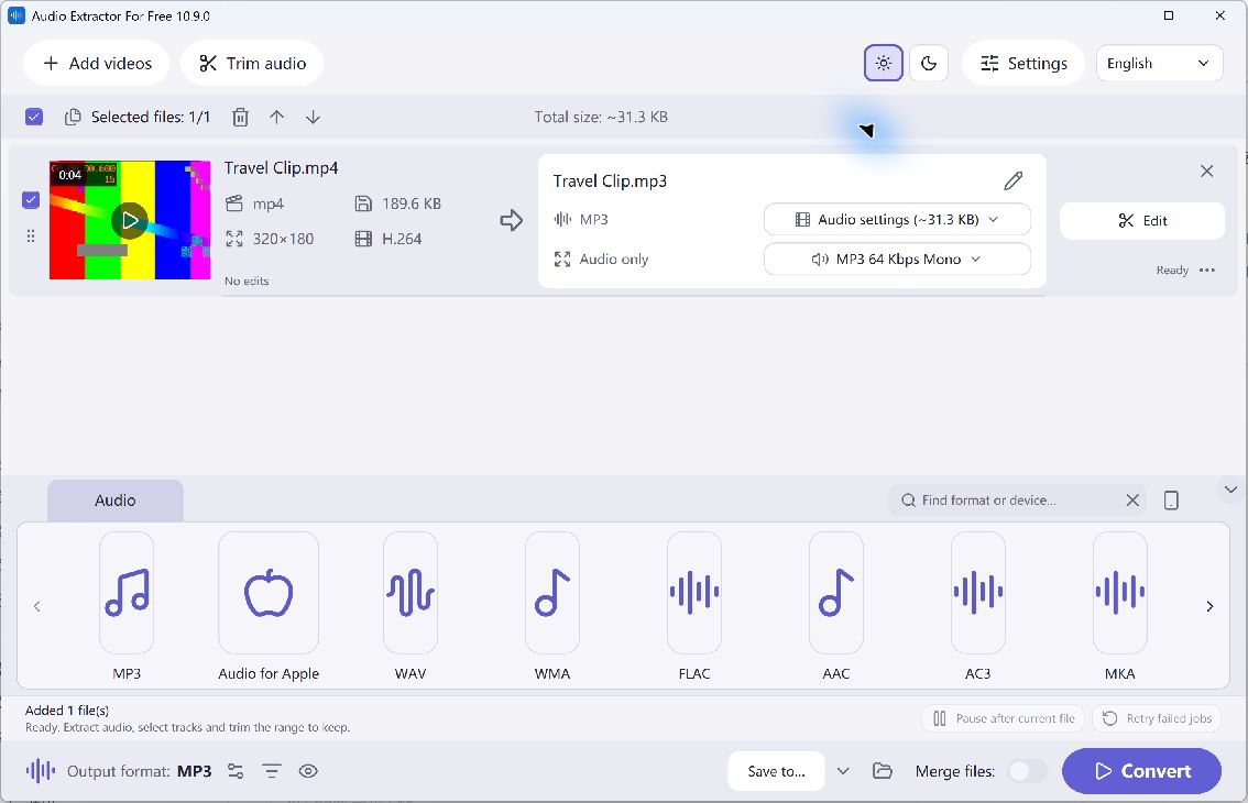 Audio Extractor For Free — light theme