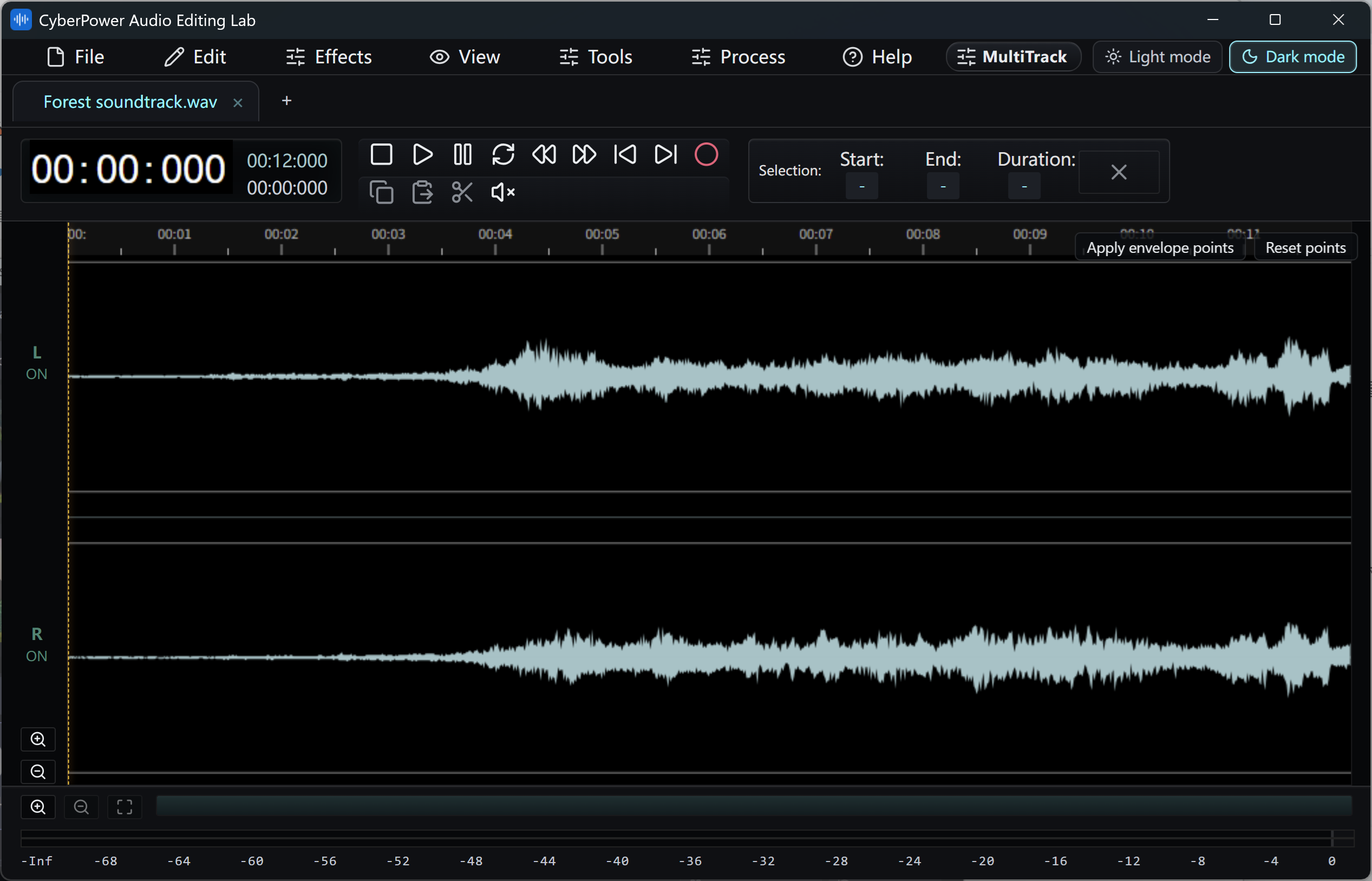CyberPower Audio Editing Lab — dark theme