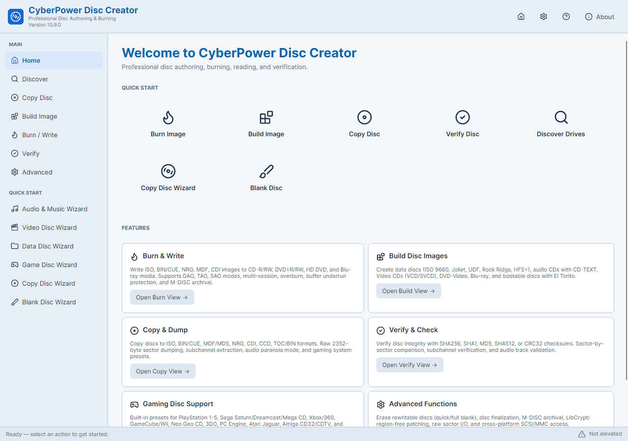 CyberPower Disc Creator — light theme
