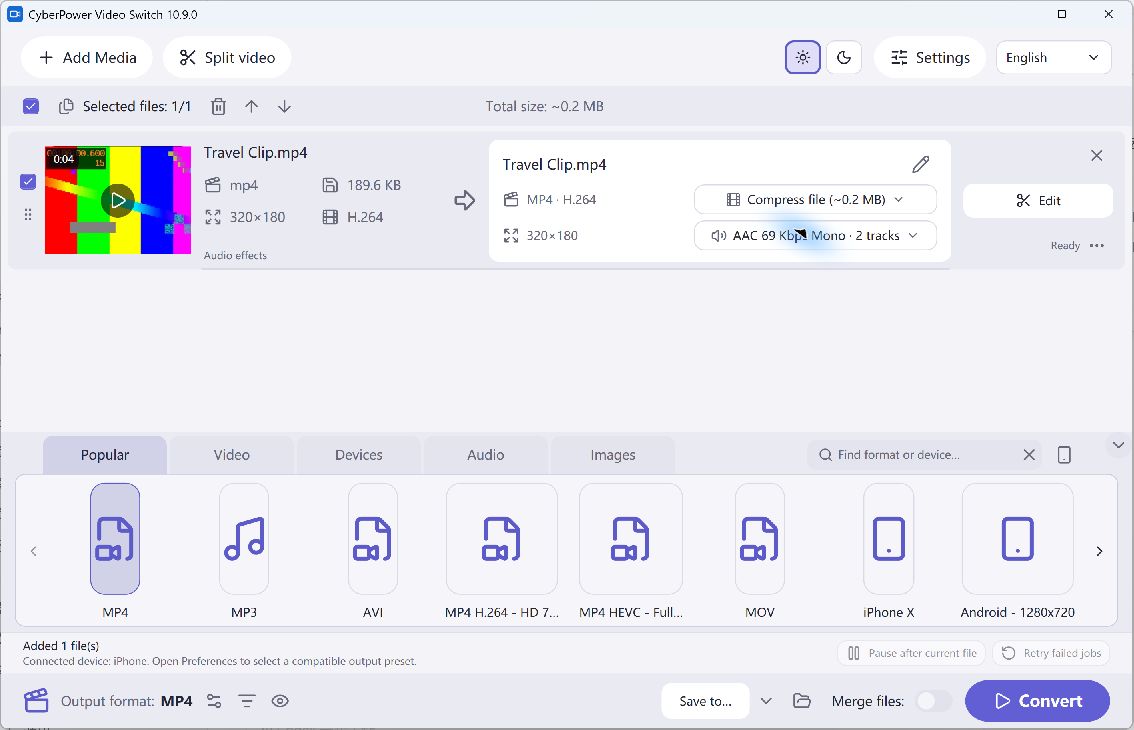 CyberPower Video Switch — light theme